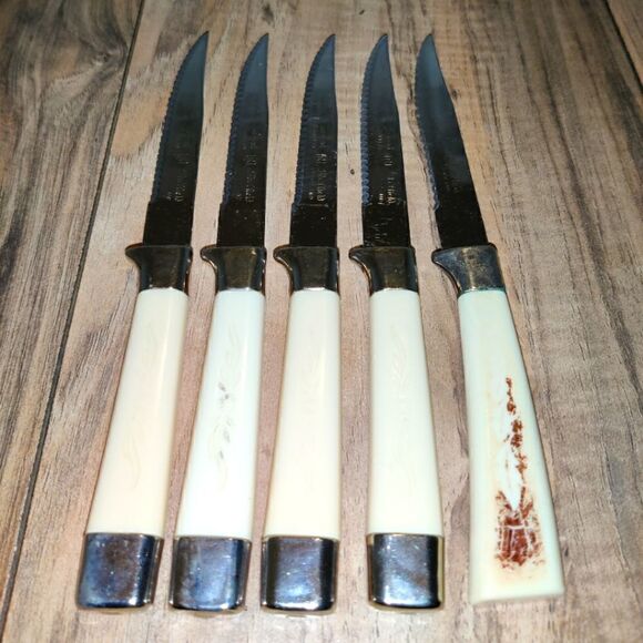 Vintage Emdeko Regent Sheffield Steak Knife Set of 5 Stainless Steel (England). - Picture 1 of 6